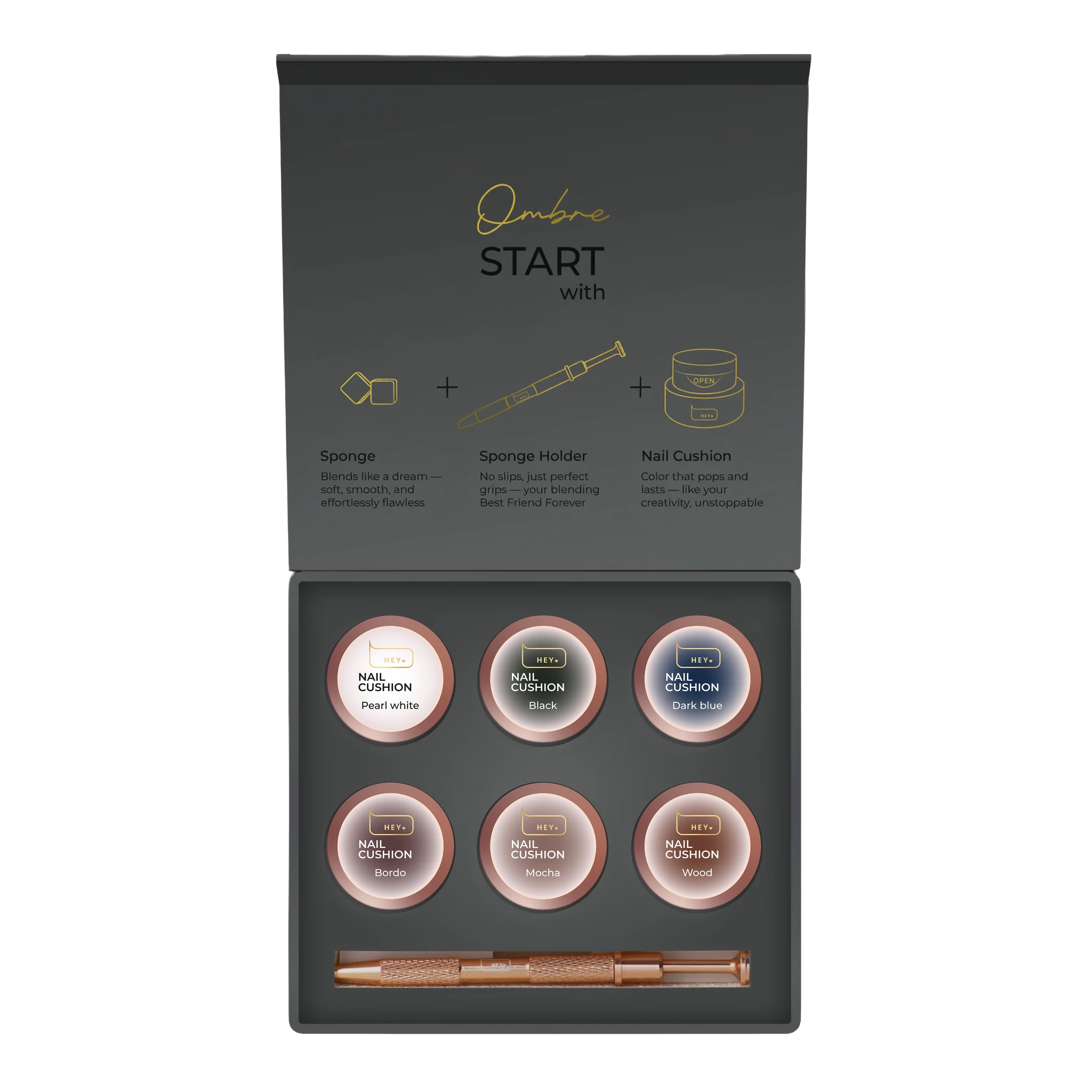 Nail cushion set «Graphite», 6 pcs